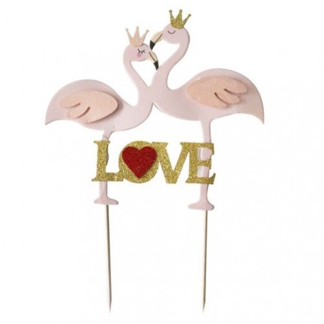 cake topper flamants roses