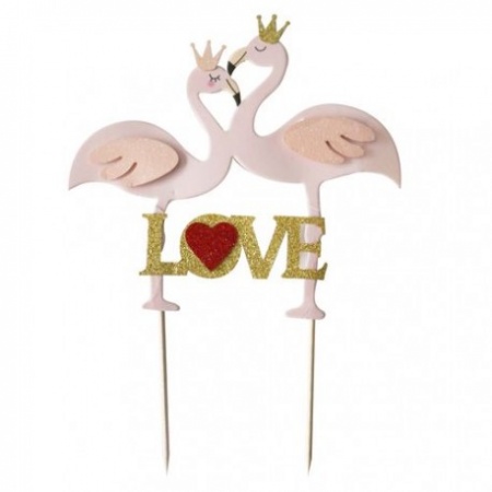 Cake topper Flamants roses