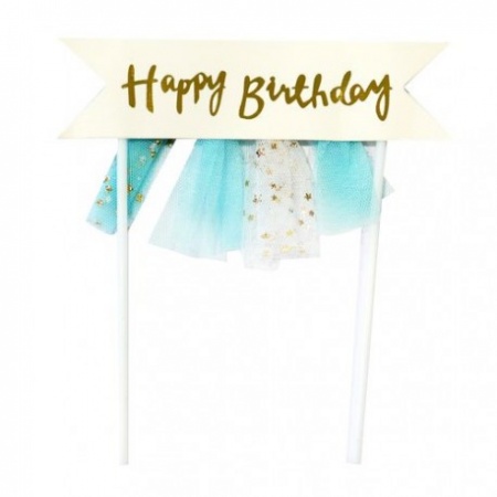 Cake topper Happy Birthday bannière