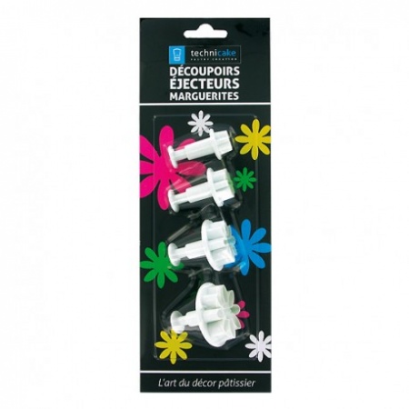 Découpoir fleurs marguerites avec éjecteur x4