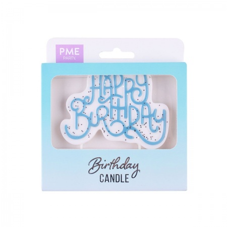 Bougie topper happy birthday bleu pailleté