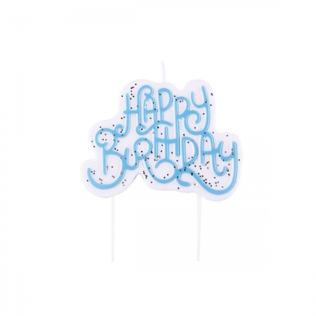 Bougie topper happy birthday bleu pailleté