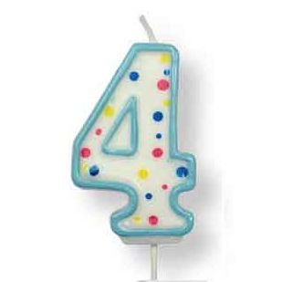 Bougie chiffre 4 bleu