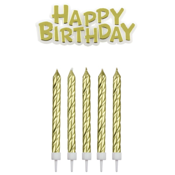 Bougie dor�e x16 + happy birthday