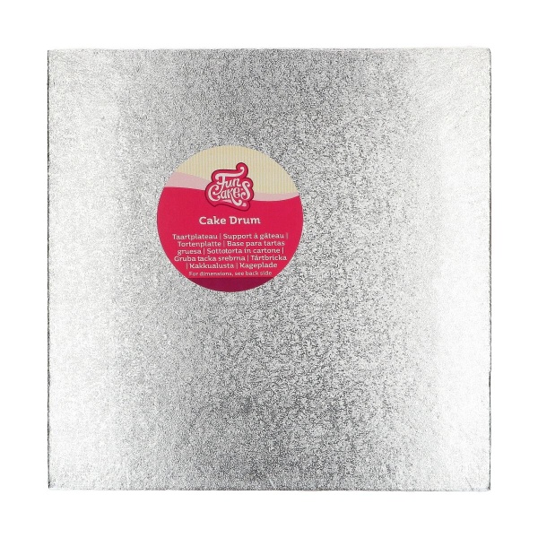 Cake drum carr� 30 cm argent
