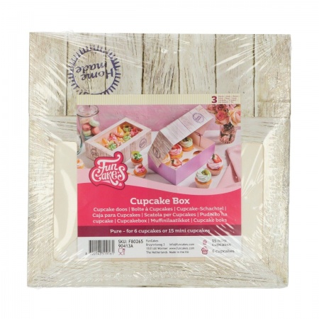 boîte à cupcakes x6 décor bois