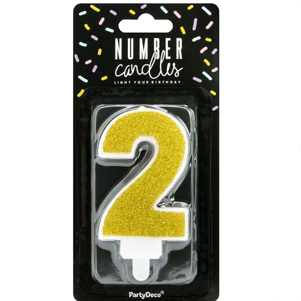 Bougie chiffre 2 dor� paillet�