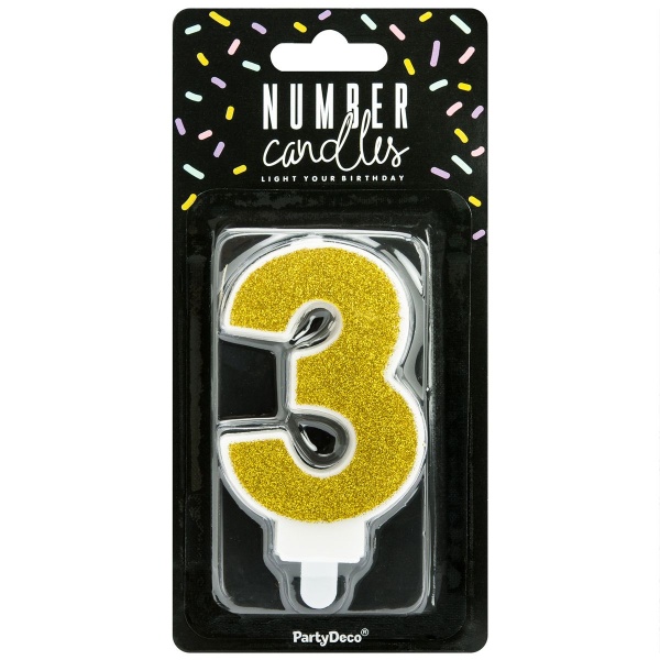 Bougie chiffre 3 dor� paillet�