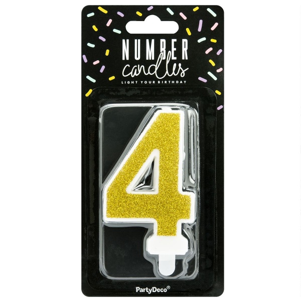 Bougie chiffre 4 dor� paillet�