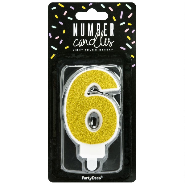 Bougie chiffre 6 dor� paillet�
