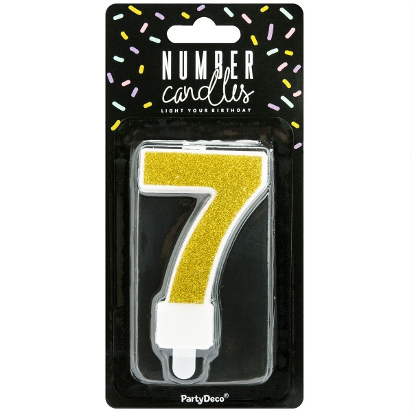 Bougie chiffre 7 dor� paillet�
