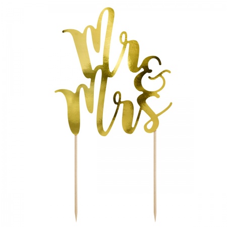 Cake topper Mr & Mrs doré