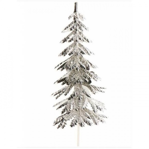 Sapin argent� sur pique en plastique x3
