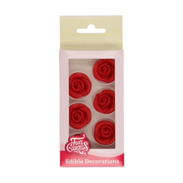 Rose rouge en p�te d'amande x 6