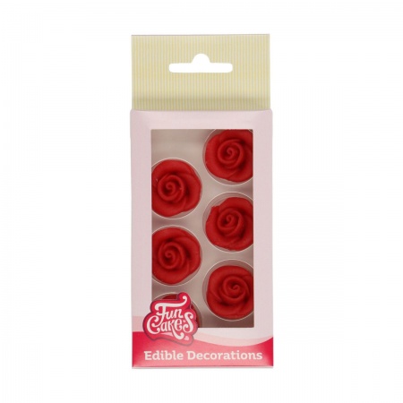 Rose rouge en pâte d'amande x 6