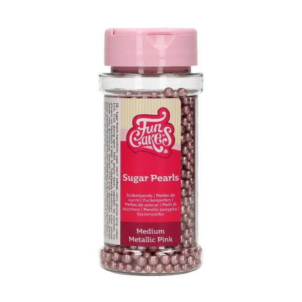 Perle rose m�tallique en sucre