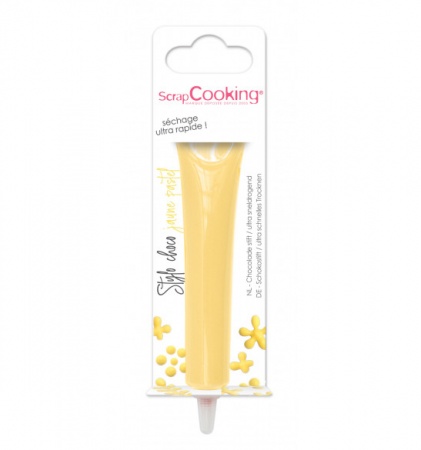 Stylo jaune pastel goût chocolat