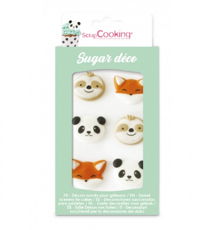 Décor en sucre animaux panda, renard