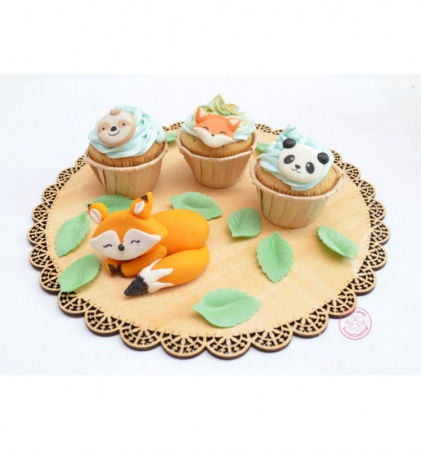 Décor en sucre animaux panda, renard