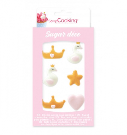 Décors en sucre princesse, cygne, couronne
