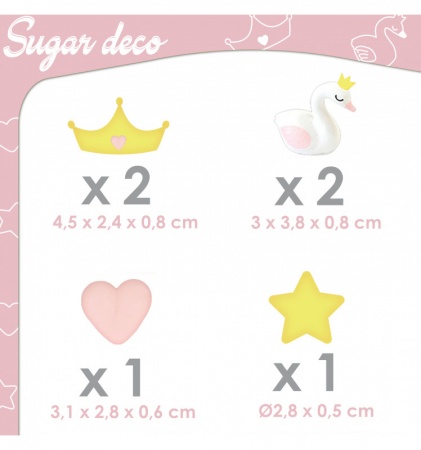 Décors en sucre princesse, cygne, couronne