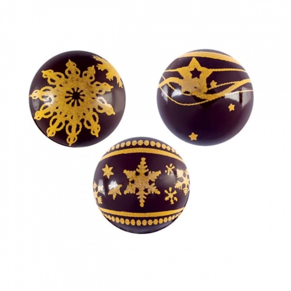 Boule en chocolat noir x 2 d�cor dor�