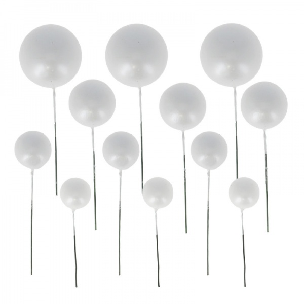 Boules blanc nacr� � piquer x12