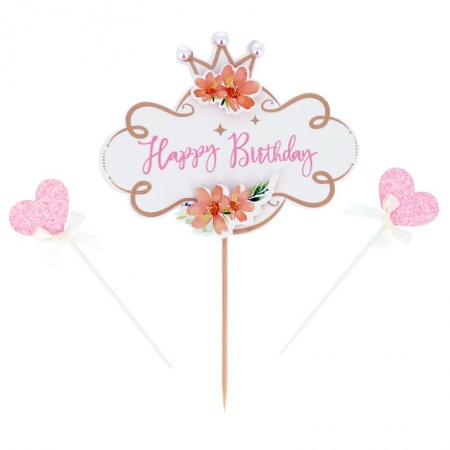 Cake topper Happy Birthday vintage