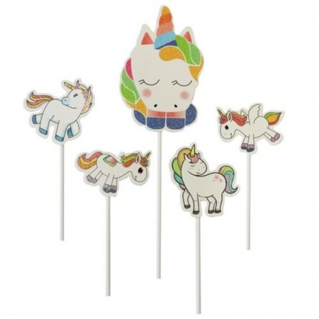 Cake toppers licornes x5