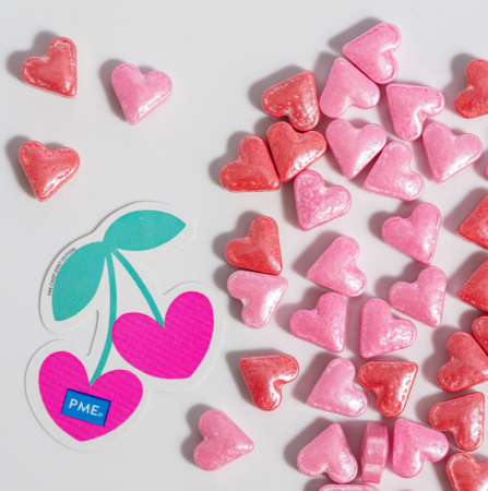 Coeurs en sucre nacr&eacute;s rose