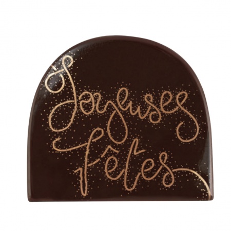 Embout de bûche en chocolat noir, boules en sapin