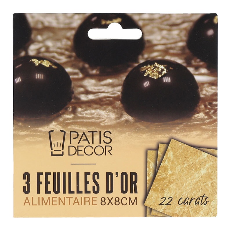 Feuille d'or alimentaire x3