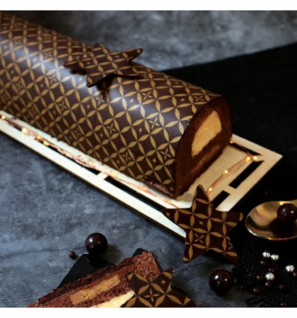 Feuille de transfert pour bûche dorée