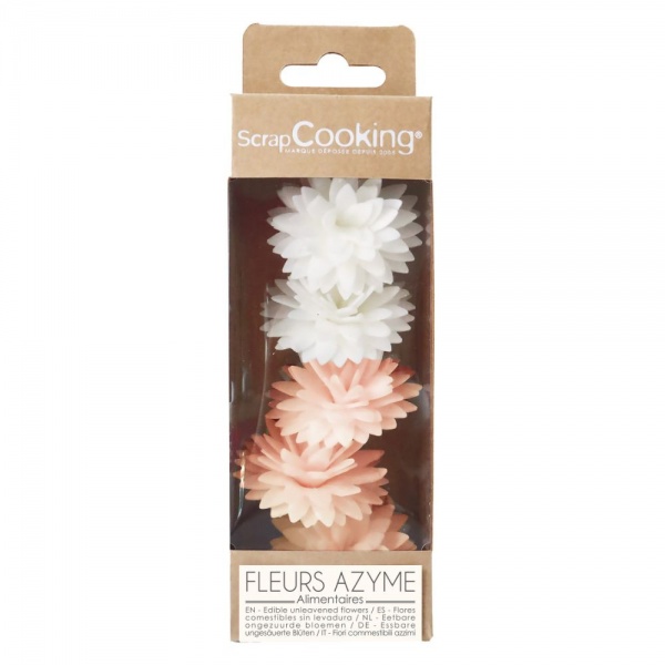 Fleurs en azyme dahlias blancs roses x 5