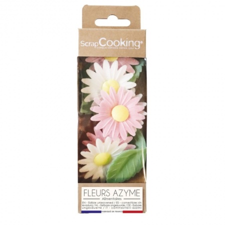 Fleurs en azyme marguerites avec feuilles x6