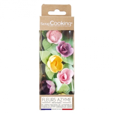 Fleurs en azyme roses avec feuilles x6