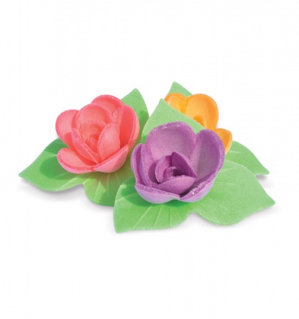 Fleurs en azyme roses avec feuilles x6