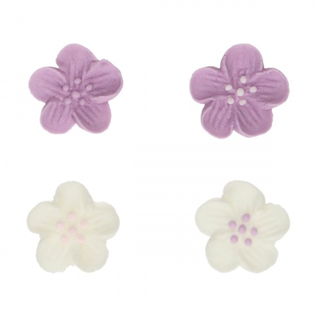 Fleurs en sucre blanches et violettes x24