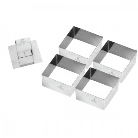 lot de 4 carrés en inox 7cm + poussoir