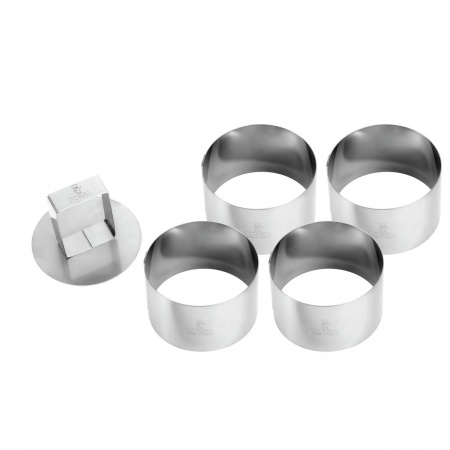 lot de 4 ronds en inox 8cm + poussoir