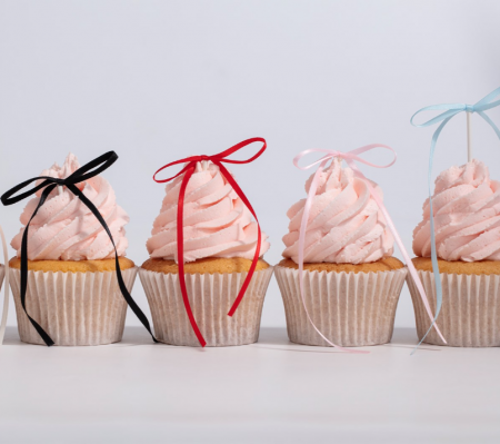 Noeuds d&eacute;coratifs pour g&acirc;teau rose x8