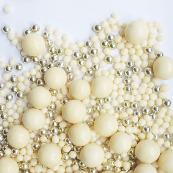 Perle chocolat blanc et dor� 50 g