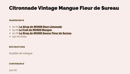Pur&eacute;e de mangue 500ml. Le Fruit de Monin