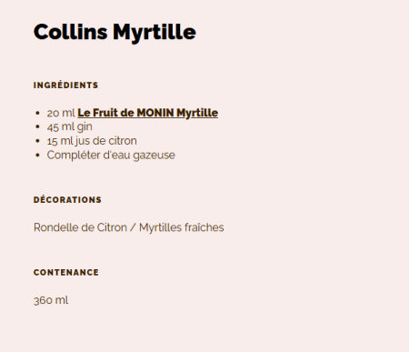 Pur&eacute;e de myrtille 500ml. Le Fruit de Monin
