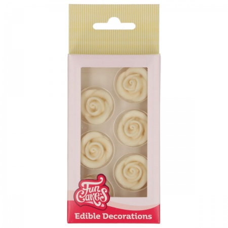 Rose en sucre blanche x6