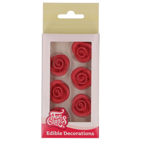 Rose en sucre rouge x6