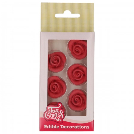 Rose en sucre rouge x6