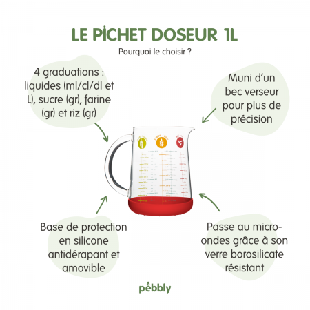 Verre doseur en verre, 1 L